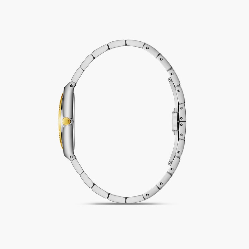 OMAX ساعة أنالوج معدنية بحزام مزدوج اللون للنساء - Image 2